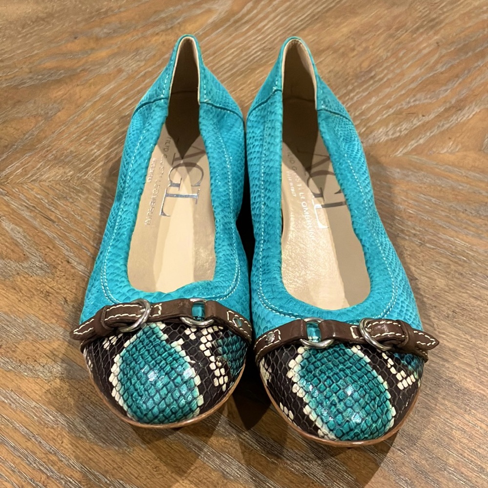AGL flats teal snakeskin (37)
